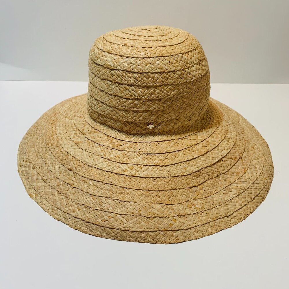 Kate Spade New York Sun Hat Raffia Wide Brim Summer Beach Women's Beige New